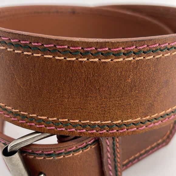 Linea Pelle 100% leather contrast stitching wide belt - Picture 2 of 6
